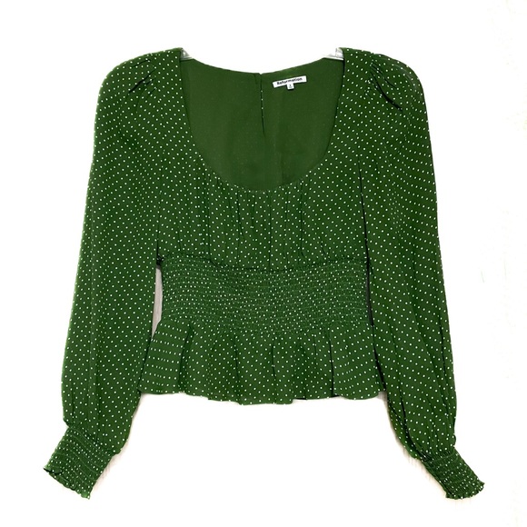 Reformation Hearth top in Green Polka Dot/Peat - Picture 5 of 6